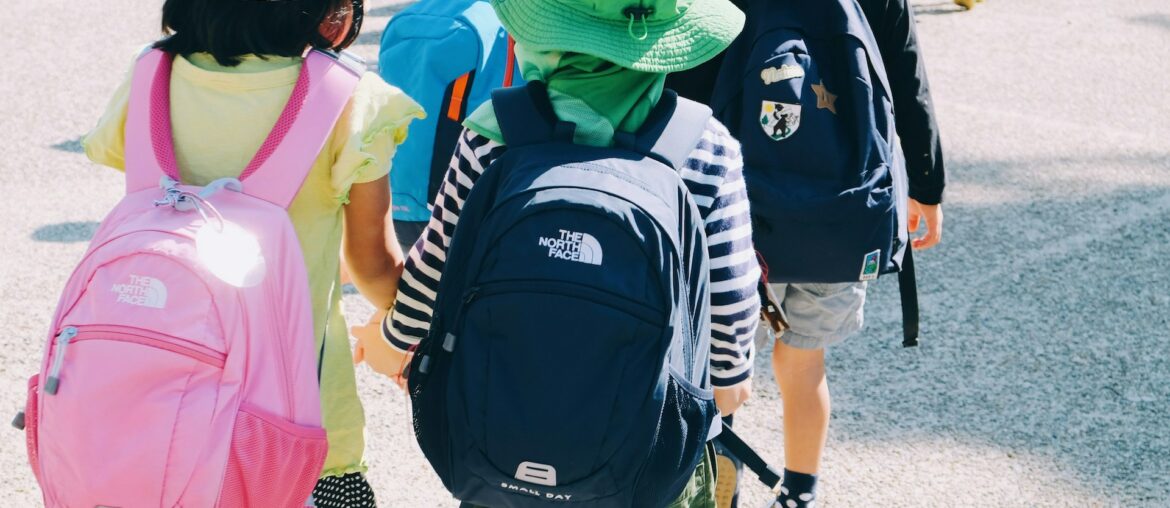 School kids with their north face backpacks after making back to school stress free