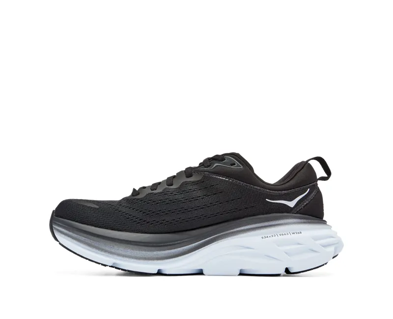 Hoka Women's Bondi 8 in Black/White-7