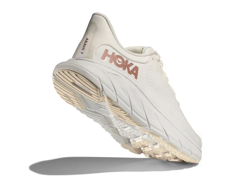 Hoka Women's Arahi 7 in Blanc De Blanc/Rose Gold-1