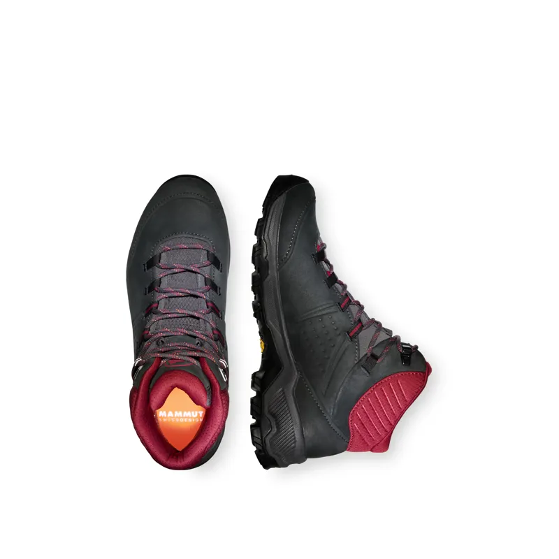 Mammut Nova IV Mid GTX Womens Hiking Boots in Black-Blood Red-4