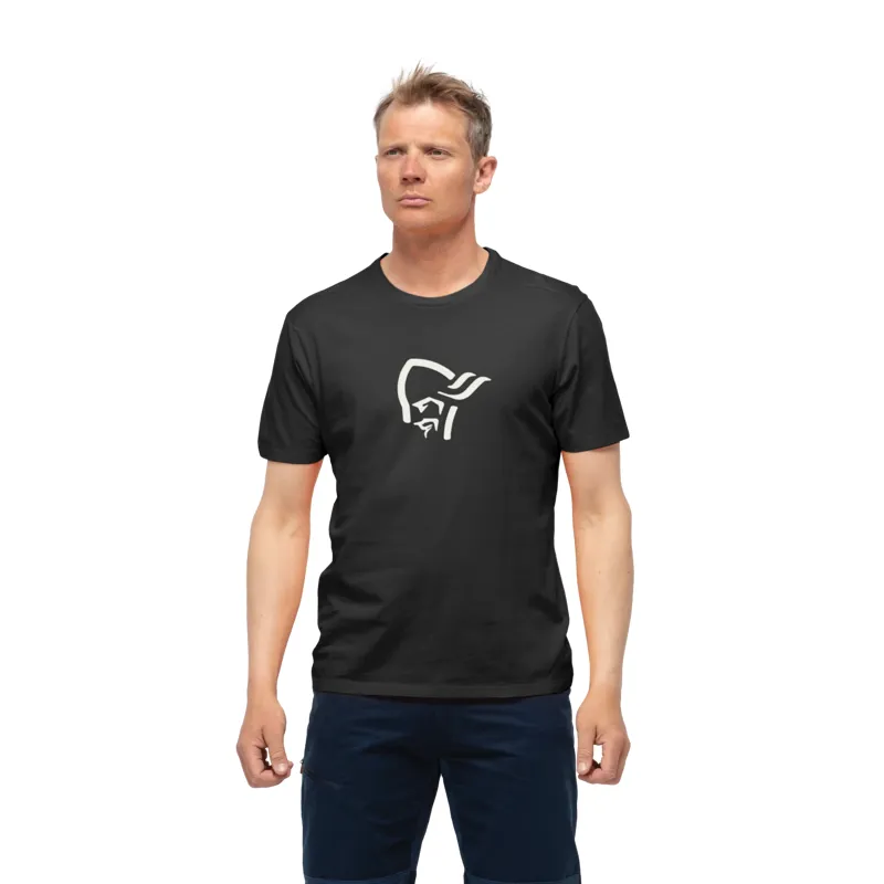 Norrona Men's 29 Cotton Viking T-Shirt in Caviar/Snowdrop-3