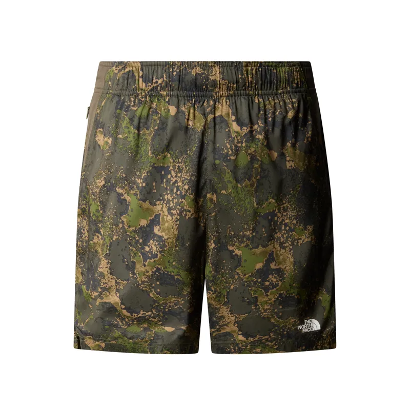 The North Face Men s 24 7 Printed Shorts in Forest Olive Moss Camo