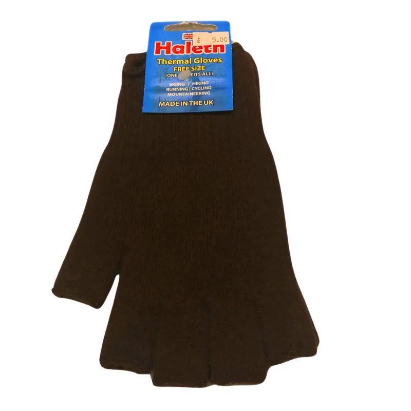 Haleth Unisex Meraklon Fingerless Gloves in Brown