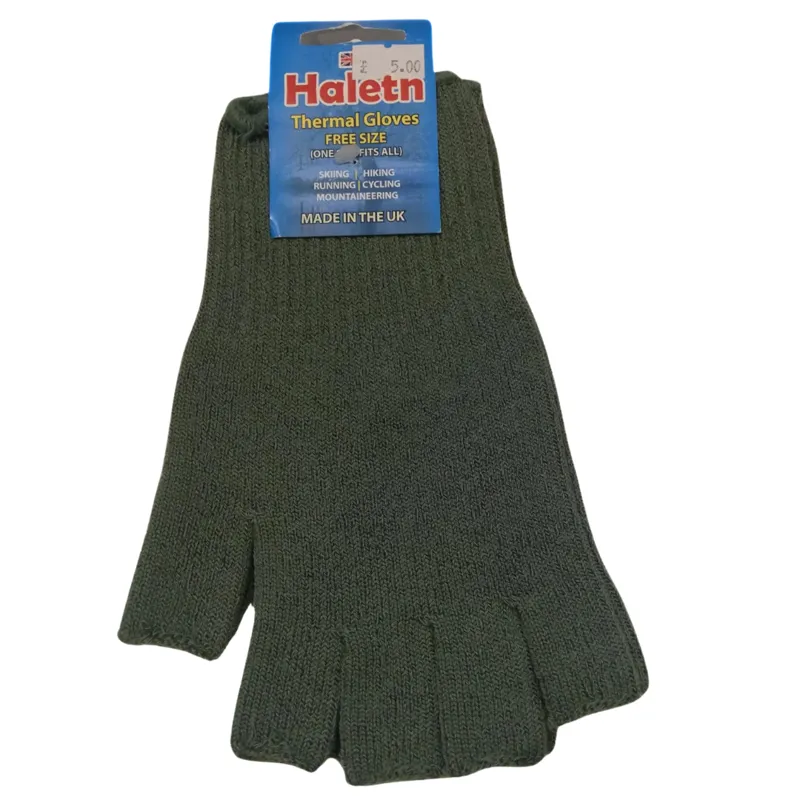 Haleth Unisex Meraklon Fingerless Gloves in Olive