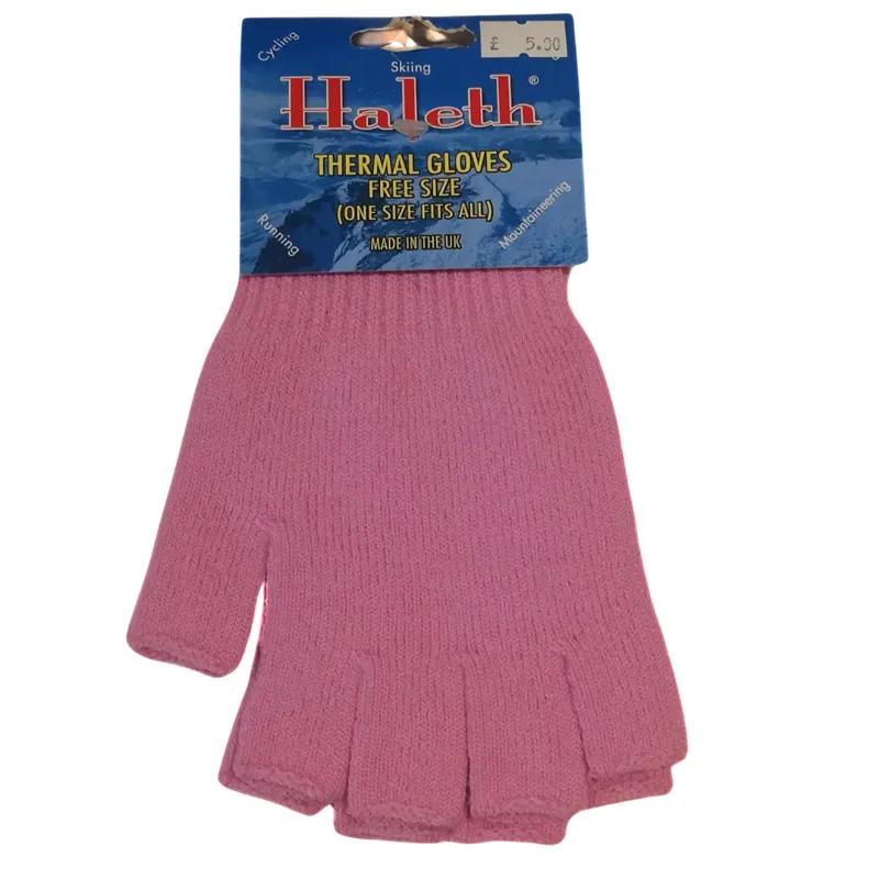 Haleth Unisex Meraklon Fingerless Gloves in Pink