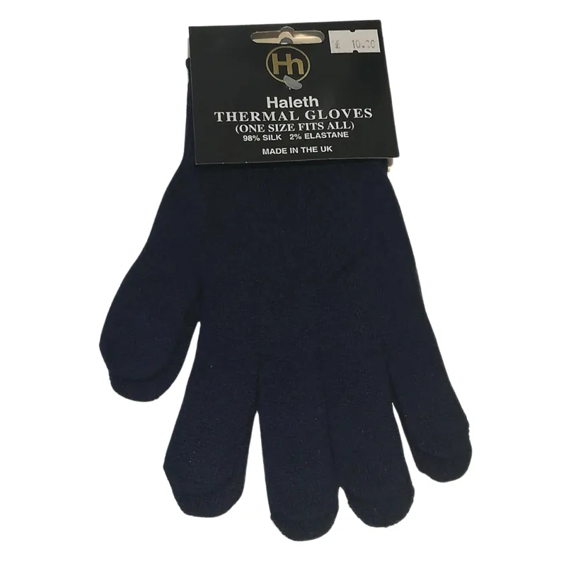 Haleth Unisex Silk Gloves in Navy 