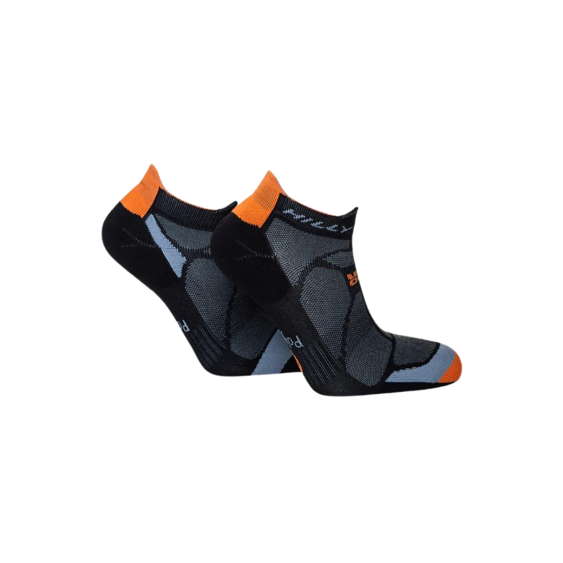 Hilly Unisex Marathon Fresh Socklet Min in Black/Orange-2