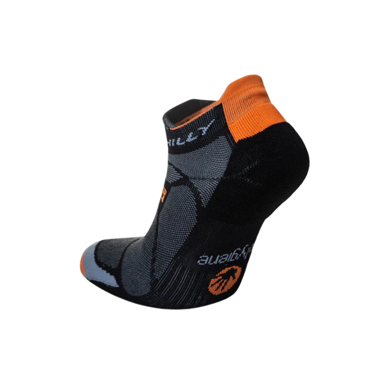 Hilly Unisex Marathon Fresh Socklet Min in Black/Orange-4