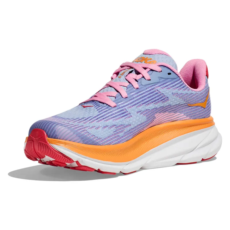 Hoka Youth Clifton 9 in Peony/Mirage-6