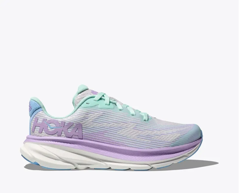 Hoka Youth Clifton 9 in Sunlit Ocean/Lilac Mist