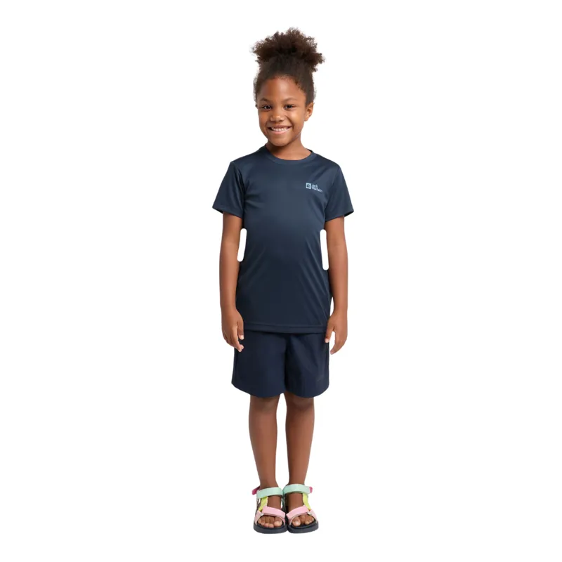 Jack Wolfskin Kid's Active Solid T-Shirt in Night Blue-2