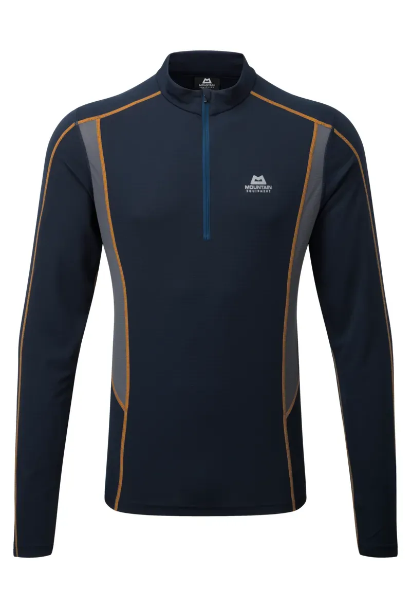 Mountain Equipment Men's Ignis Long Sleeve Zip T-Shirt in Cosmos/Ombre Blue