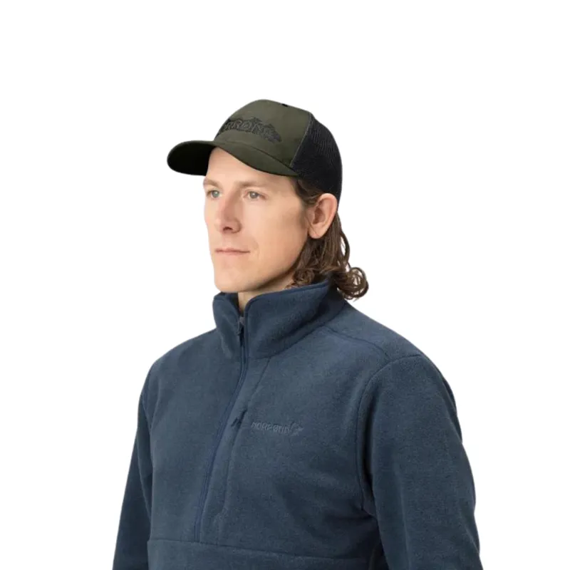 Norrona Adult 29 Trucker Mesh Snap Back Cap in Olive Night/Caviar -2