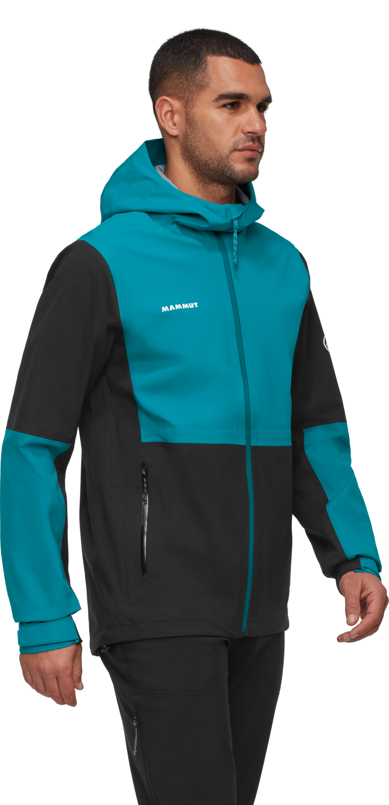 Mammut Men's Linard Guide HS Hooded Jacket in Black/Deep Teal-2