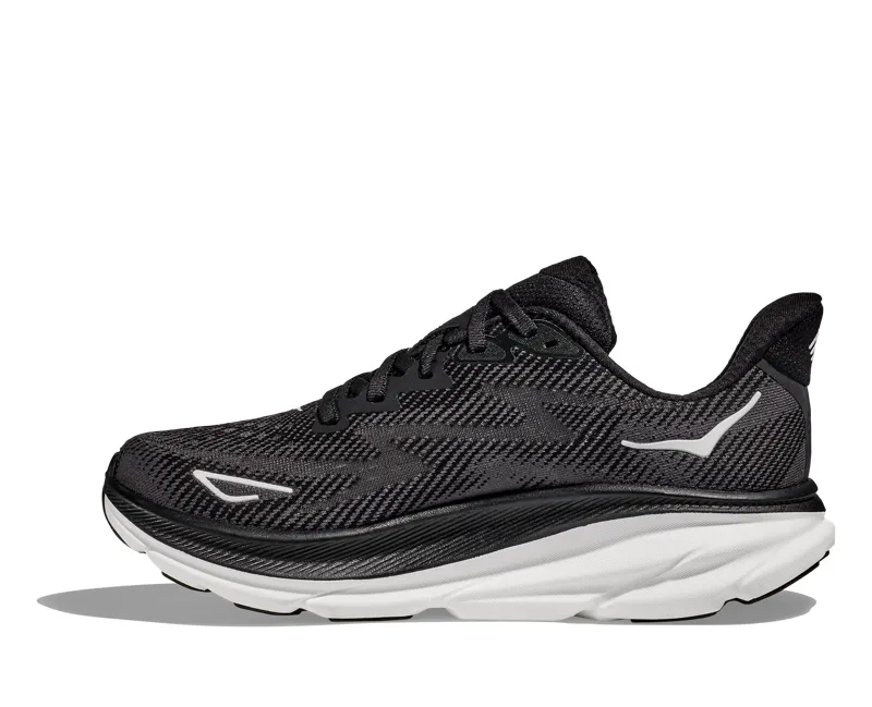 Hoka Women's Clifton 9 in Black/White-7