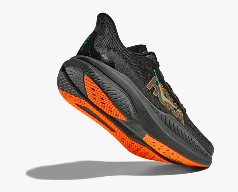 Hoka Men's Mach 6 in Black/Electric Tangerine-2