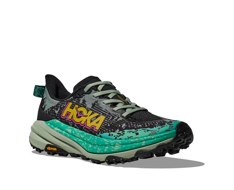 Hoka Women's Speedgoat 6 in Black/Aloe Vera-1