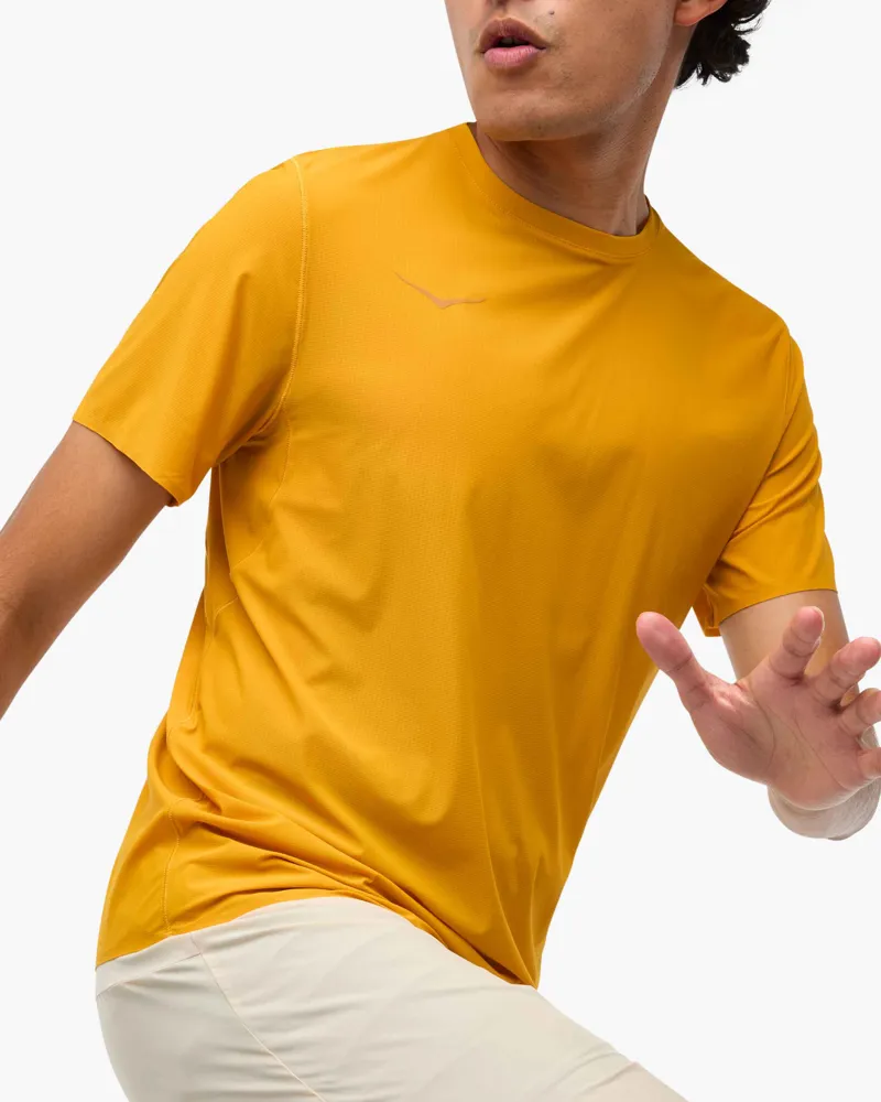 Hoka Men's Airolite Run Tee in Varsity Yellow-3