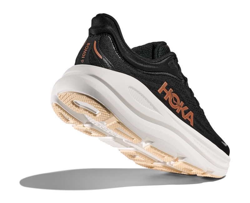Hoka Women's Bondi 9 in Black/Rose Gold-3