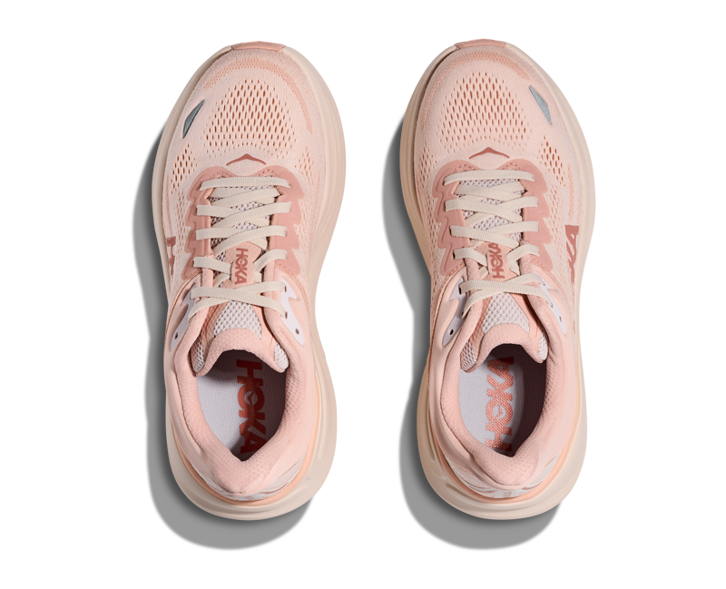 Hoka Women's Bondi 9 in Rose Latte/Rose Cream-7