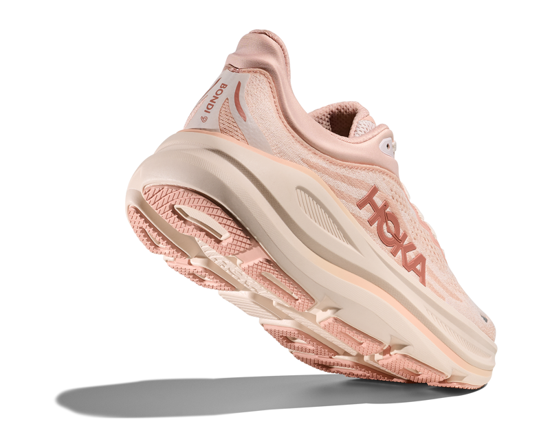 Hoka Women's Bondi 9 in Rose Latte/Rose Cream-5