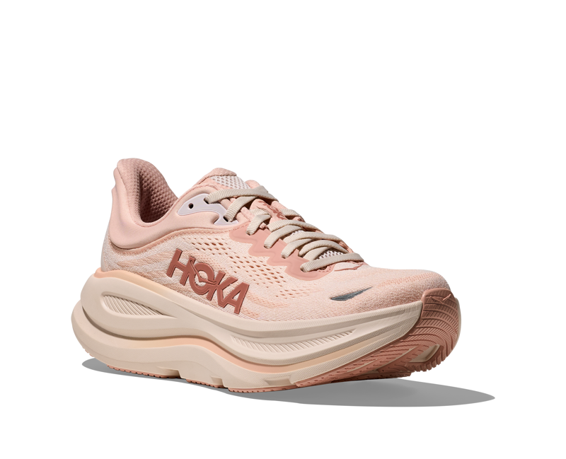 Hoka Women's Bondi 9 in Rose Latte/Rose Cream-3