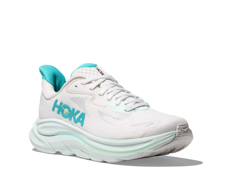 Hoka Women's Clifton 10 in White/Cielo Blue-3