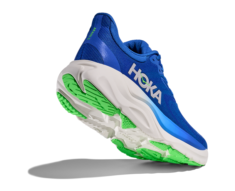 Hoka Men's Arahi 8 in Cobalt Blue/Neon Green-2