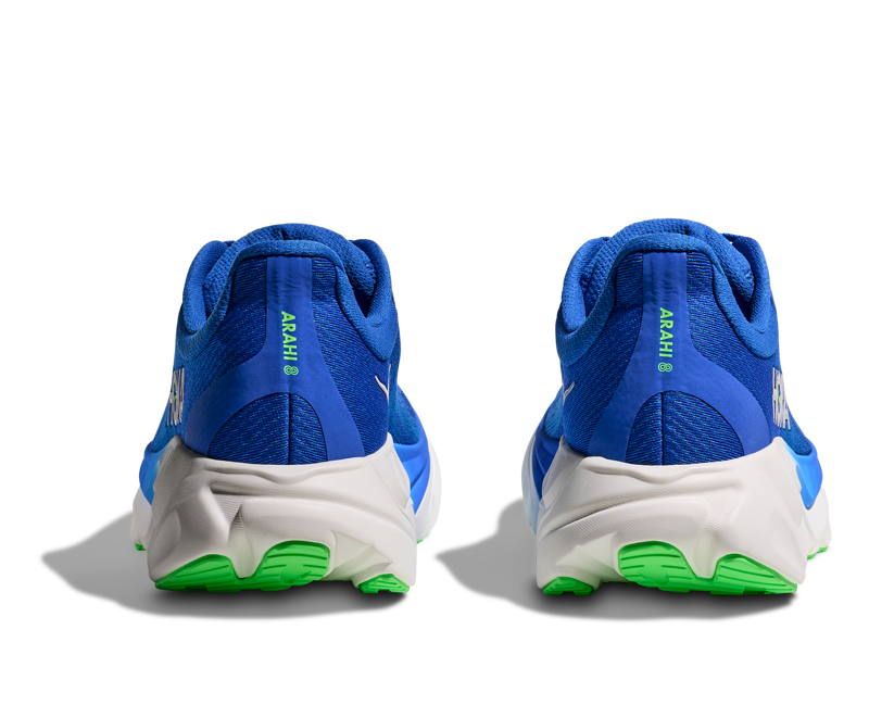 Hoka Men's Arahi 8 in Cobalt Blue/Neon Green-5