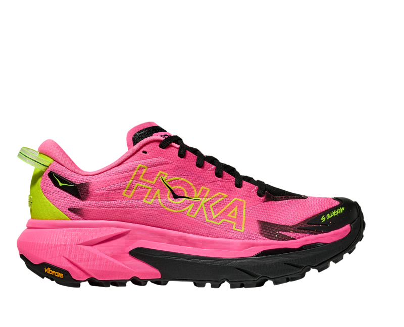 Hoka Women's Mafate 5 in Neon Rose/Black