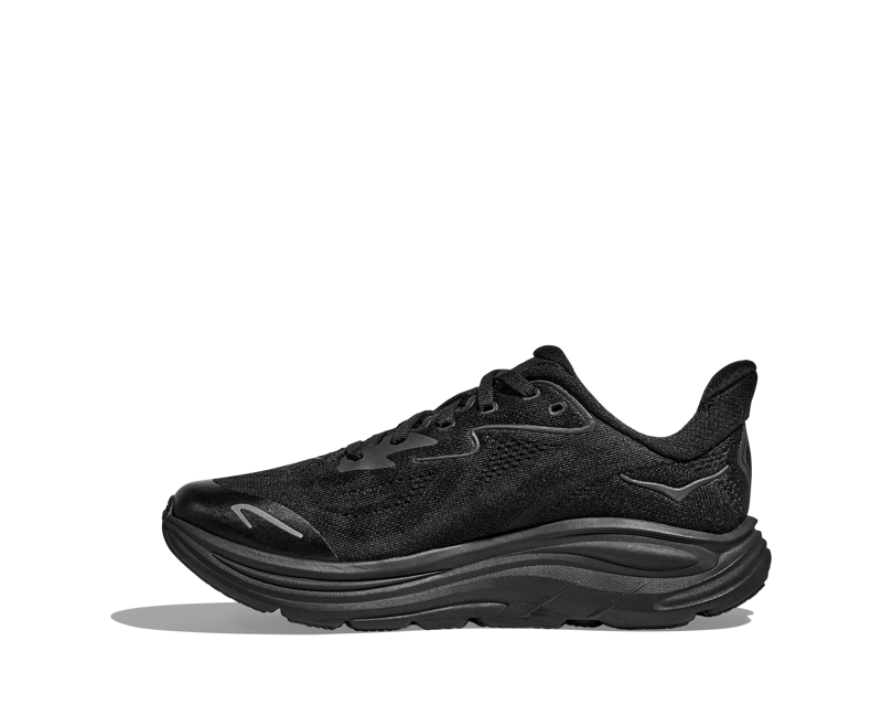 Hoka Youth's Clifton 10 Big Kids in Black/Black-1