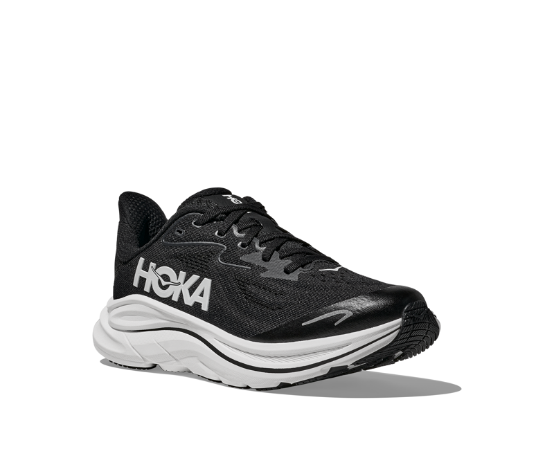 Hoka Youth's Clifton 10 Big Kids in Black/White-2