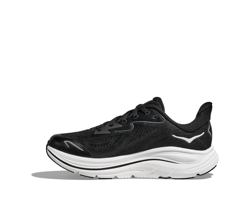 Hoka Youth's Clifton 10 Big Kids in Black/White-1