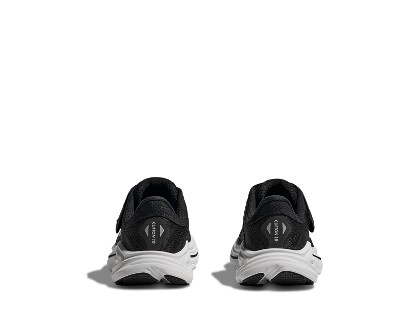 Hoka Kid's Clifton 10 Little Kids in Black/White-7