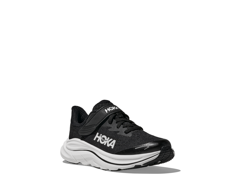 Hoka Kid's Clifton 10 Little Kids in Black/White-2