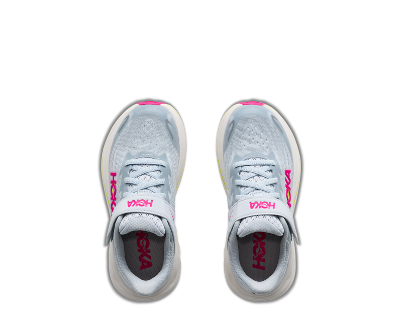 Hoka Kid's Clifton 10 Little Kids in Overcast/Neon Dragonfruit-5