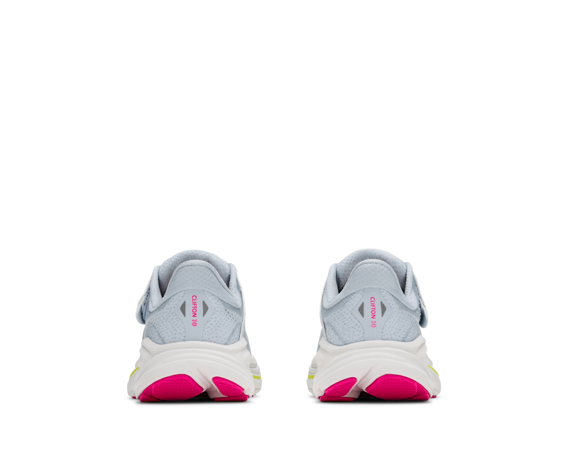 Hoka Kid's Clifton 10 Little Kids in Overcast/Neon Dragonfruit-7