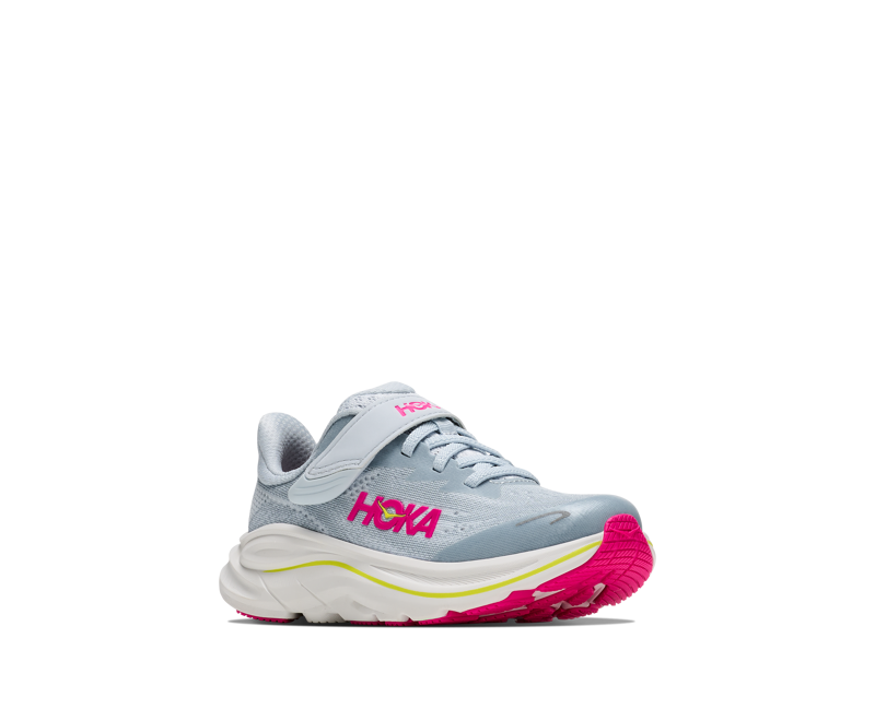 Hoka Kid's Clifton 10 Little Kids in Overcast/Neon Dragonfruit-3