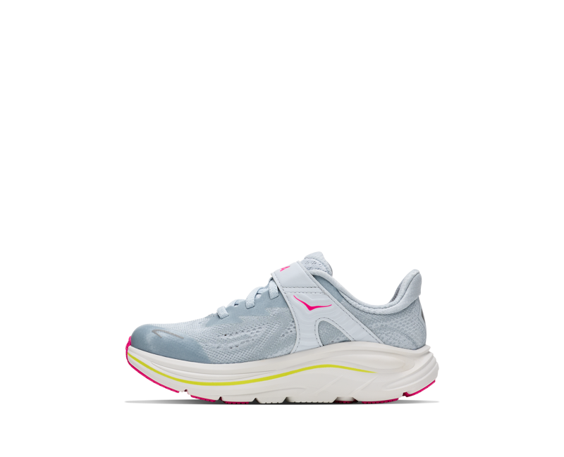 Hoka Kid's Clifton 10 Little Kids in Overcast/Neon Dragonfruit-1