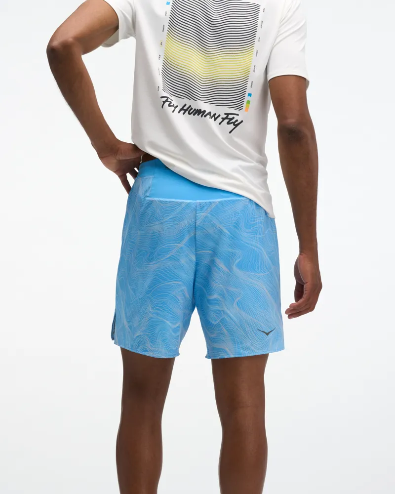 Hoka Men's Glide 7in 2-in-1 Shorts in Mineral Blue Print-1