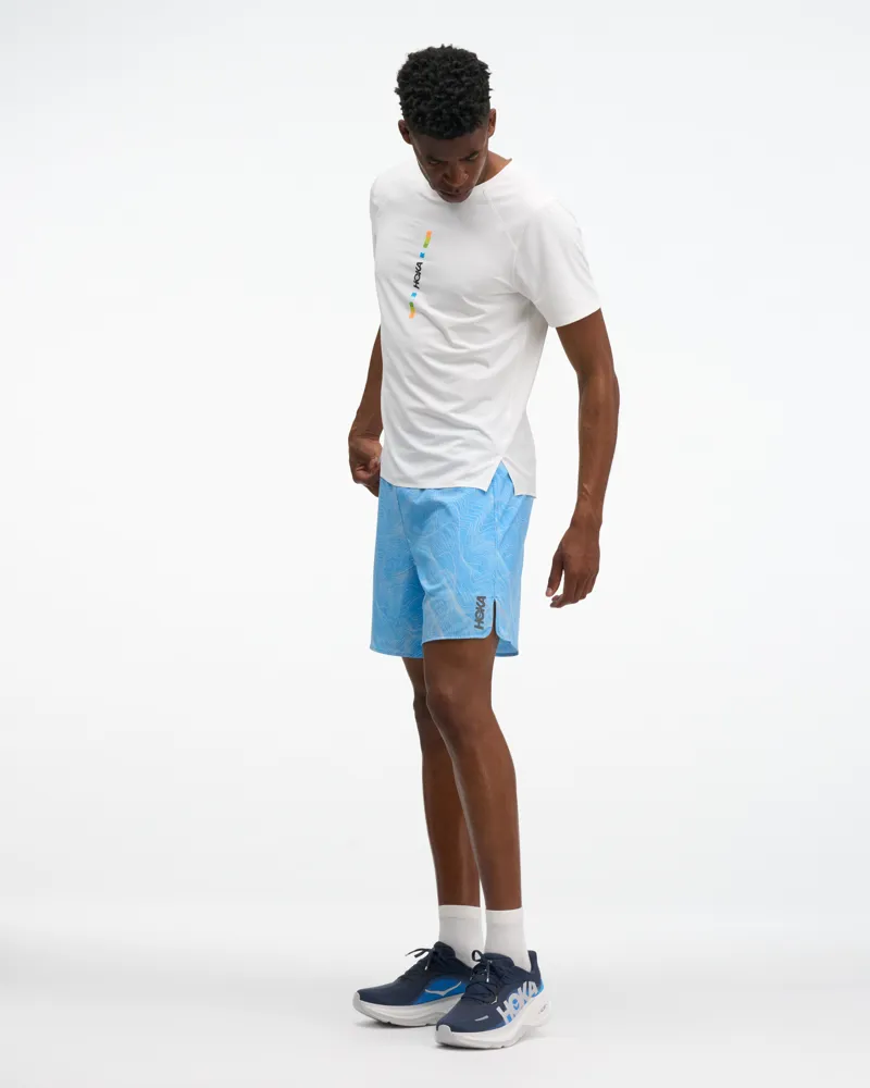 Hoka Men's Glide 7in 2-in-1 Shorts in Mineral Blue Print-2