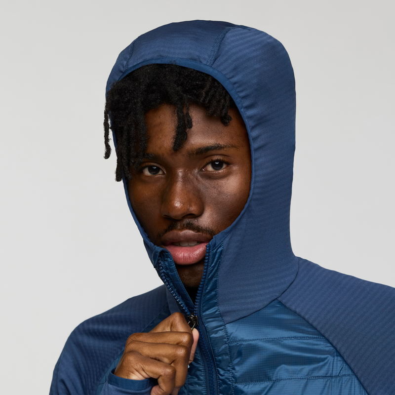 Cotopaxi Men's Capa Hybrid Insulated Hooded Jacket in Deep Sea and Fjord-9