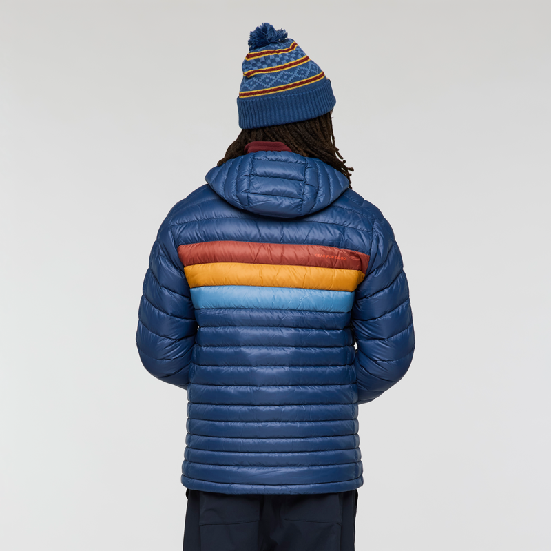 Cotopaxi Men's Fuego Down Hooded Jacket in Deep Sea Stripes-5