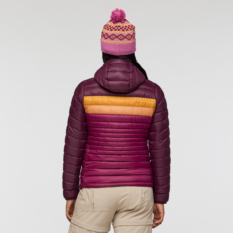 Cotopaxi Women's Fuego Down Hooded Jacket in Blackberry and Jam-6