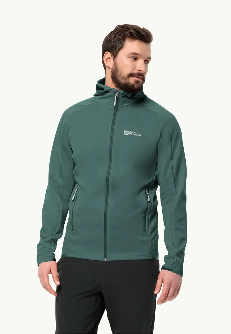 Jack Wolfskin Men's Alpgrat Hooded FZ in Jade Green-1
