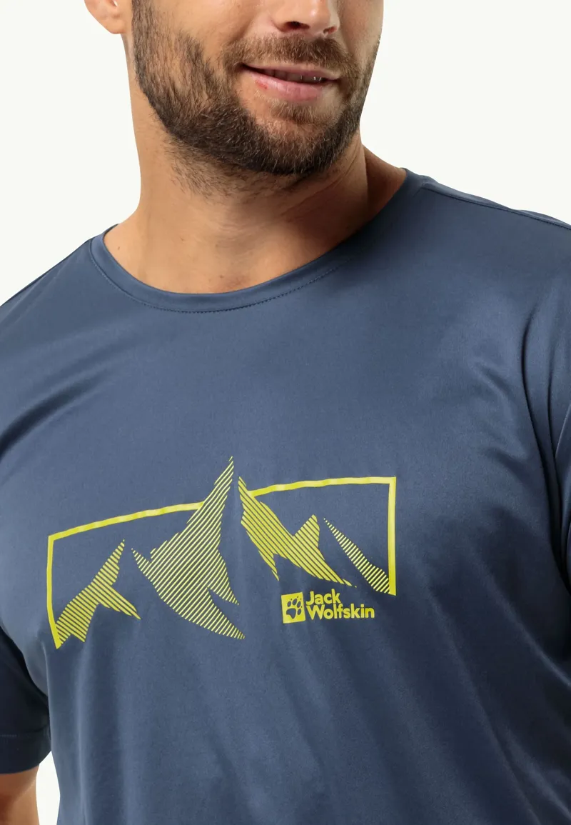 Jack Wolfskin Men's Peak Graphic Short Sleeve T-Shirt in Evening Sky-3