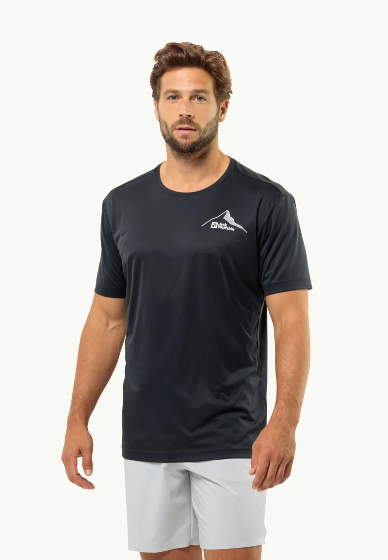 Jack Wolfskin Men's Peak Graphic Short Sleeve T-Shirt in Phantom-1
