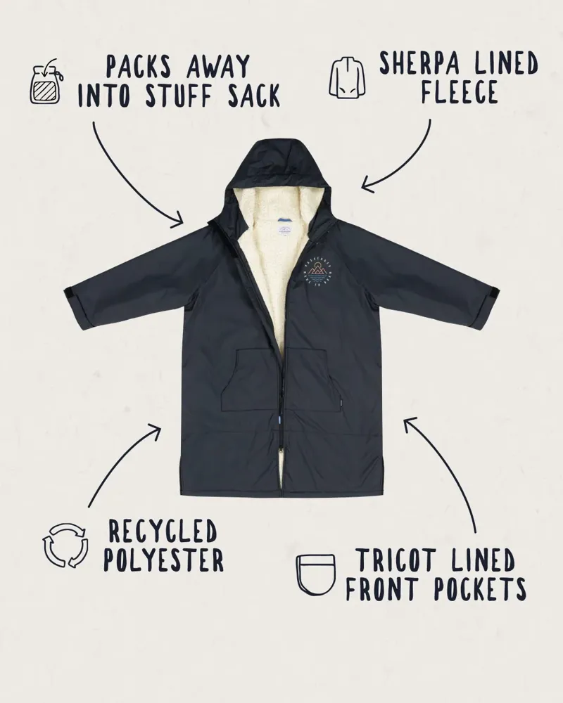 Passenger Adult Escapism Recycled Sherpa Lined Changing Robe in Black-3