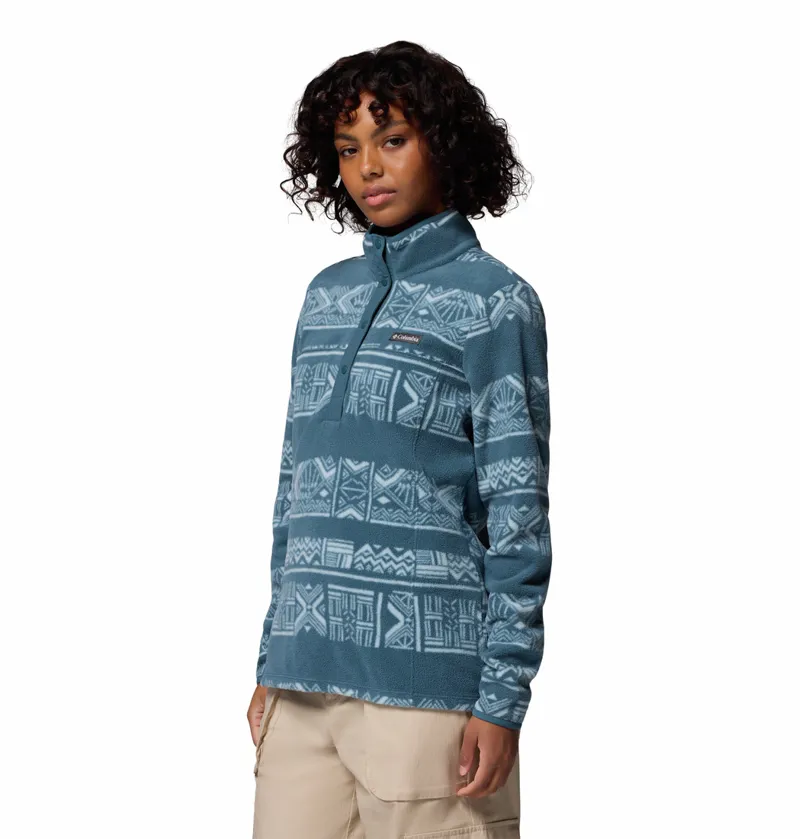 Columbia Women's Benton Springs Printed 1/2 Snap in Everblue-1