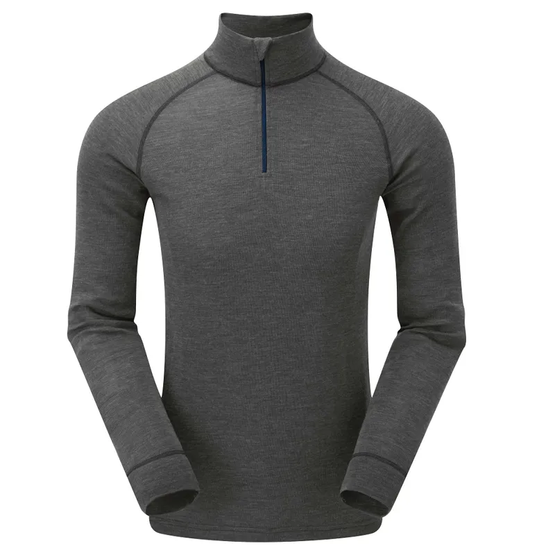 Keela Men's Merino Long Sleeve Zip Neck Top in Wolf Grey